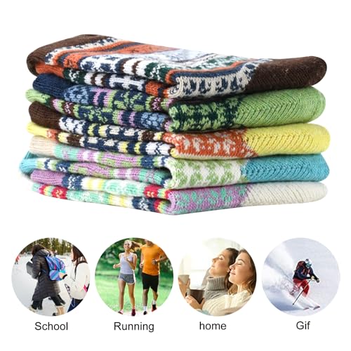Image of kissleaf Thick Warm Fuzzy Socks for Women 5 Pairs Fluffy Cozy Womens Socks Winter Cute Slipper Socks for Women Gift