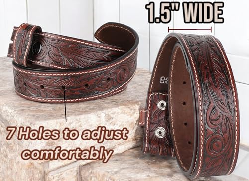 Image of F&L CLASSIC Western Belt without buckle for men - Full Grain Leather Cowboy Belts for jeans - One Piece Leather strap belt
