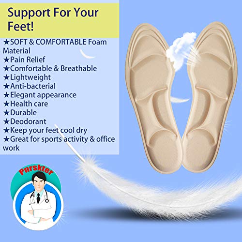 Image of Shoe Insoles Women, Arch Support Insoles Breathable, New Material,5D Sponge Barefoot Comfort Insoles and High Heel Inserts (Beige(Women))