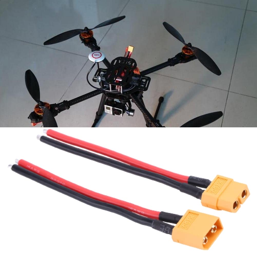 XT60 Adapter Cable 2Pcs/Set XT60 Female Male Connector Adapter 14AWG Silicone Cable Wire RC Accessory