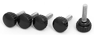 Aexit M8x30mm Plastic Knobs & Hand Wheels Round Head Screw Bolt Stud Clamping Knobs Grips Star Knobs Black 5pcs