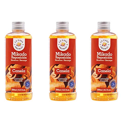 H HANSEL HOME Mikado Reposicion 250 Ml Sin Varillas (Canela, 3 Pcs)