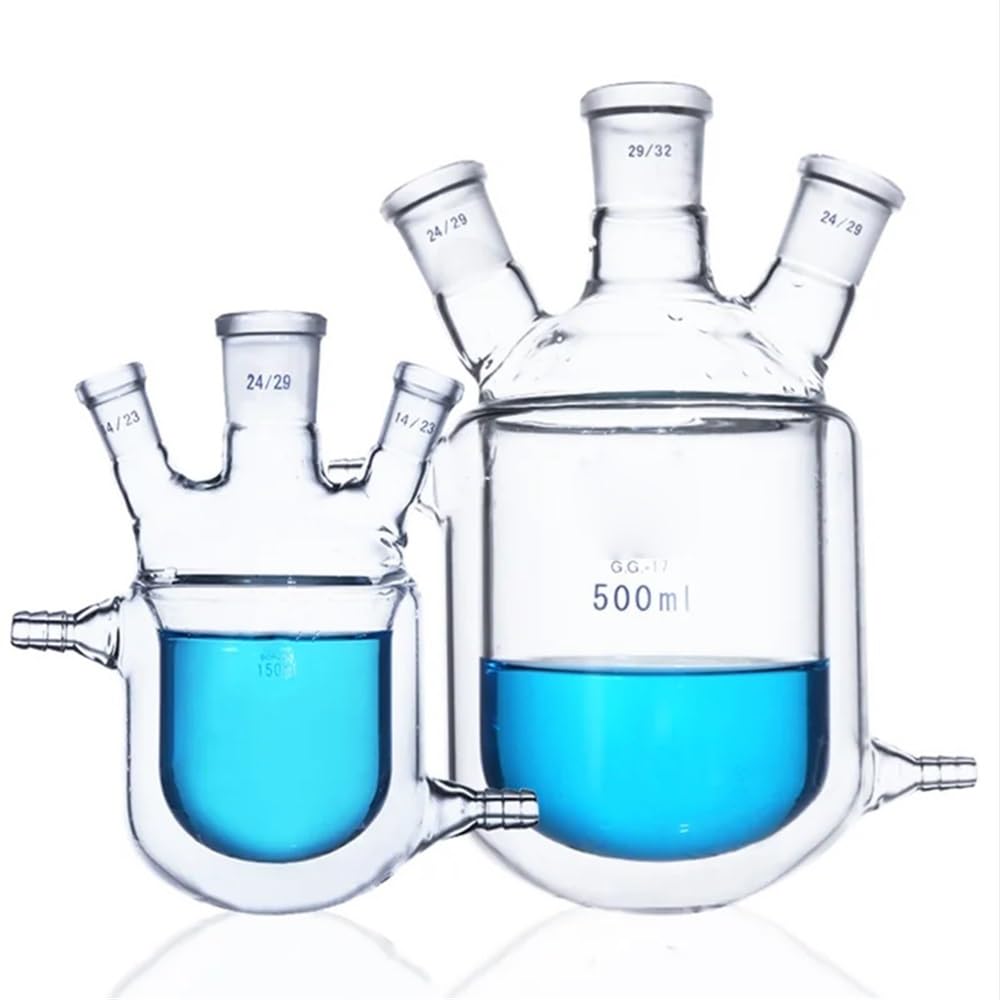Equipos y suministros de laboratorio 1 matraz de reacción con camisa vidrio 50 ml, 100, 150, 250, 500 y 1000