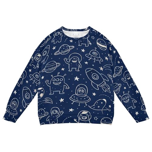 JUNZAN Space Stars Blue Little Boys Pullover Hoodie Crewneck Sweatshirts for Boys Sports 4T