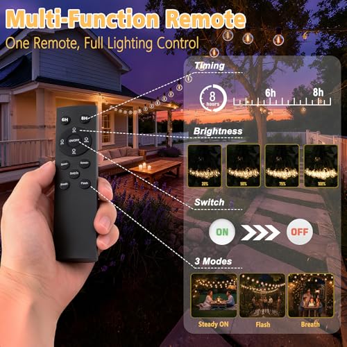 YJSQOEOE Solar String Lights Outdoor, 24V Energy-Saving LED Globe Patio Lights, Waterproof Hanging Garden Decorative Lights for Backyard, Balcony, Party, Wedding – (100FT, G40, 5W) — view 4