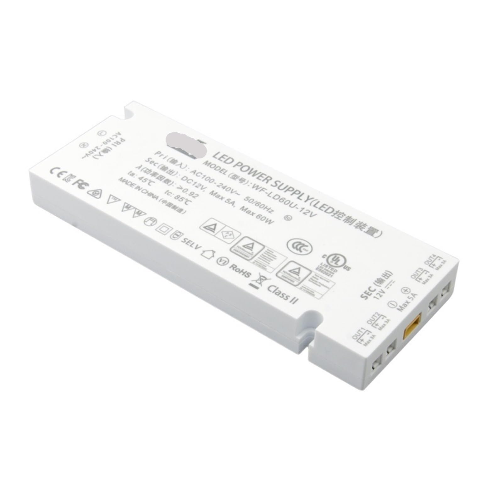Alimentation armoire lumière 60W discrète pour miroir haut de gamme