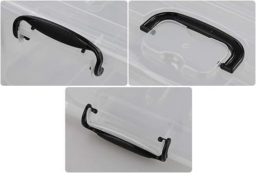 Miniatura 3 de Cajas de almacenamiento de plástico de 8 L, contenedor de almacenamiento transparente con mango negro, paquete de 2