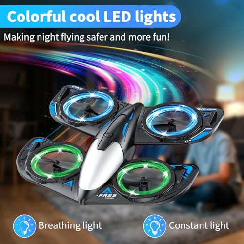 RC Drone for Kids Beginners, Foam Remote Control Drone with Cool Lights, 360° Flip, Altitude Hold, 3 Speed Modes, Collision Protection and Ease of Use, RC Airplane Quadcopter Toy Gift for Boys and Girls - Image 3
