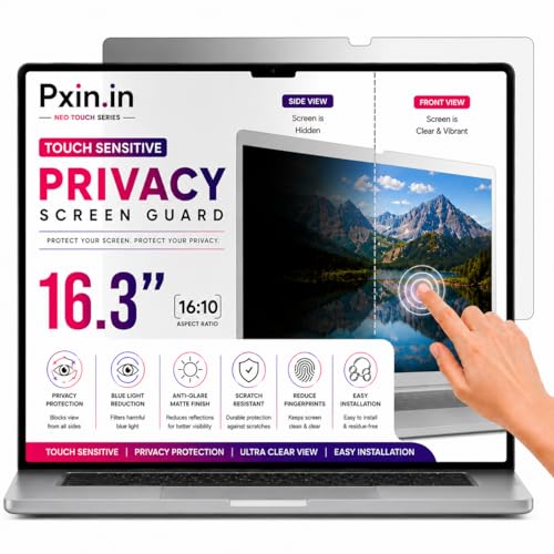 Image of Pxin Neo 16.3 Inch (16:10) | Touch Sensitive Privacy | Anti Blue | Anti Glare | UV (A /B /C) Block| OptiX & BLUVLIGHT Block Layer | Privacy Filter compatible with HP /Dell /Lenovo /Asus /Acer