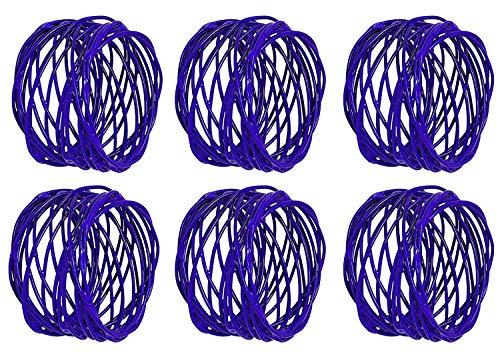 Image of SKAVIJ Handmade Twisted Wire Mesh Napkin Rings Holders Decor Dinner Party Wedding Thanksgiving Christmas Gathering (Blue 6pcs)