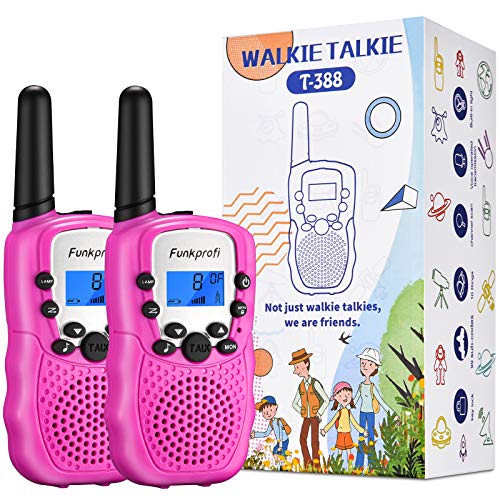Funkprofi Walkie Talkies for Kids, 3 KMs Long Range 22 Channels Two Way Radios for Boys and Girls, Walky Talky for Age 3-12 Years Old Kids, Outside Play Toys for Hiking Camping (Pink)