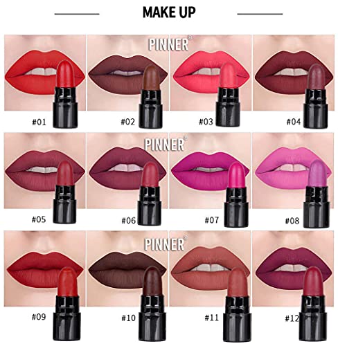 Image of PINNER USA Popular Mini Matte Travel Combo Lipstick (Set of 12), Matte Finish - Multicolor
