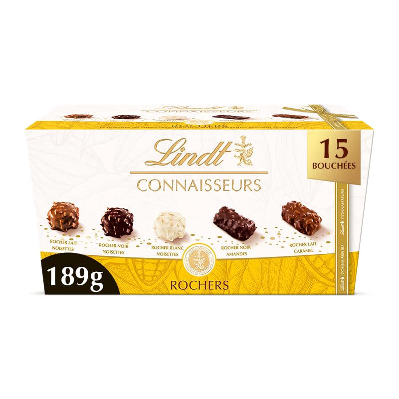 Lindt - Ballotin de Chocolats CONNAISSEURS - Assortiment de Rochers - Pour offrir ou se faire plaisir, 189g