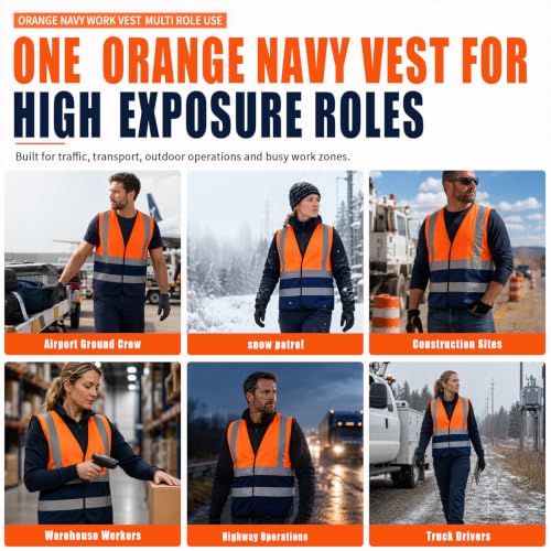 Image of AYKRM 12 colour High visibility viz vest hi vis viz reflective work construction safety vest (XS-8XL)