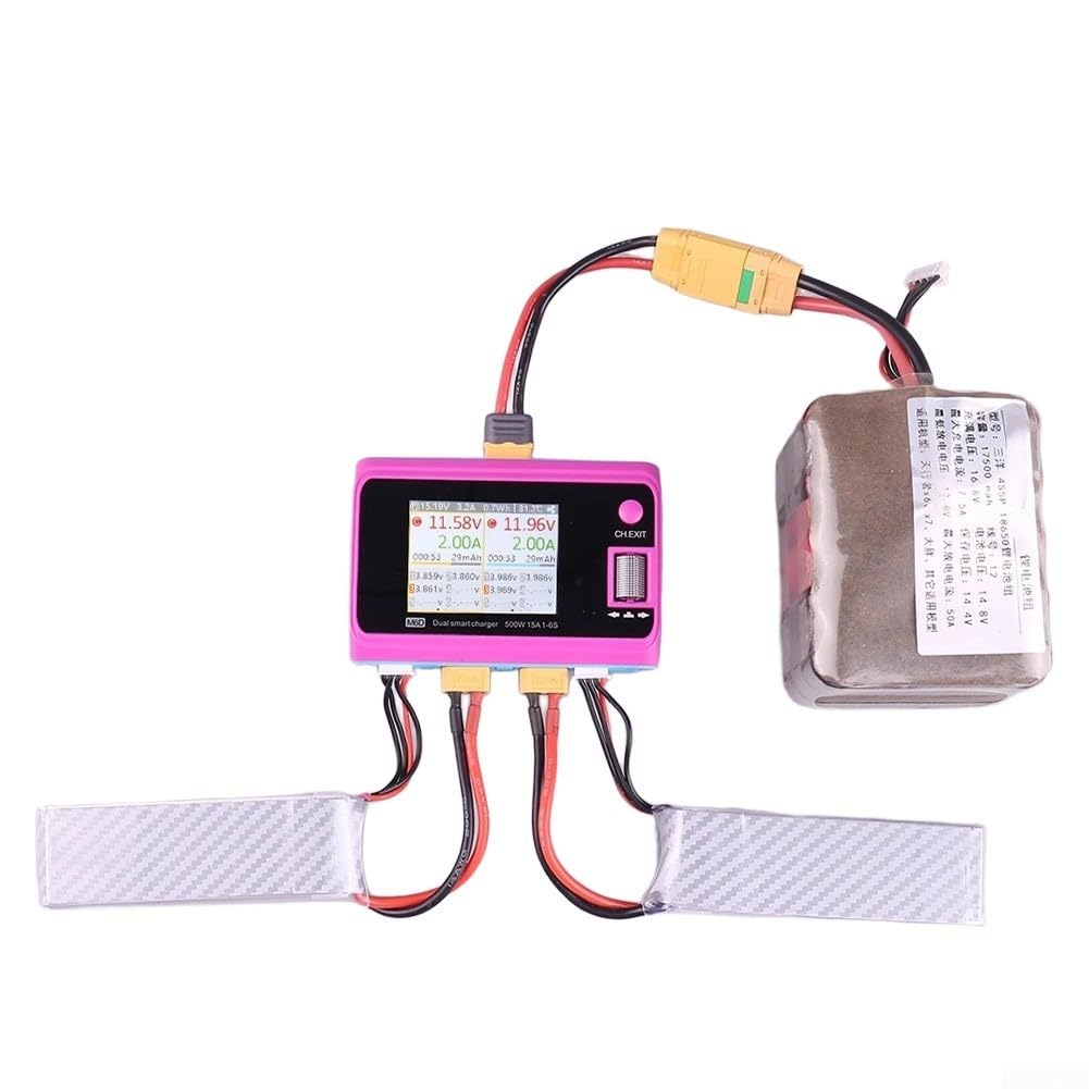 Equilibrio de doble canal de 500 W para cargador para baterías de polímero de litio 6S - Distribución asíncrona y carga rápida con puerto USB para drones RC para FPV(B)