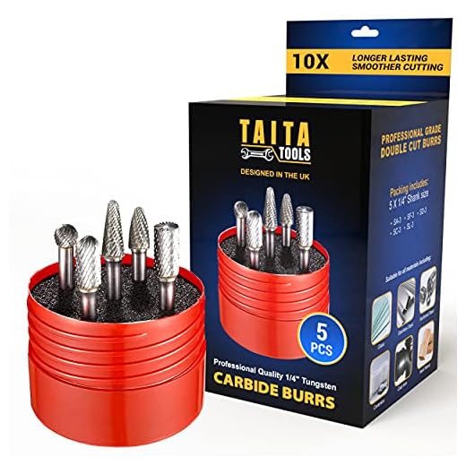 5pc Carbide Burr Set 1/4" Shank Tungsten Double Cut Rotary Die Grinder Bits - Cutting Burrs For Fordom, Dewalt, Milwaukee And Die Grinder Accessories - Wood Carving Metal Working & Sturdy Storage Case