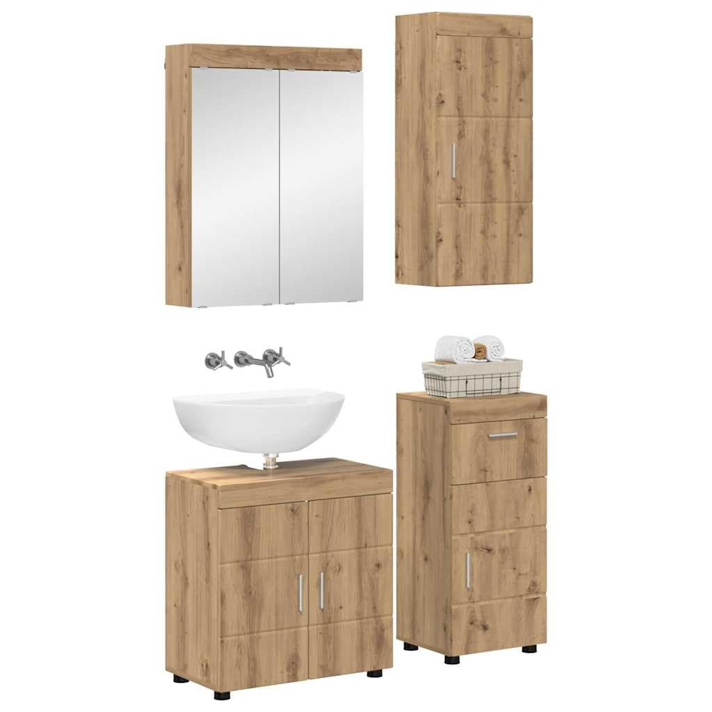 vidaXL Bathroom Furniture Set TULUM Artisan Oak Engineered Wood, Modern Bathroom Cabinet, Durable Storage Solution, Practical Furniture, Compact Design, Ample, Stylish Organizer, Space Saver