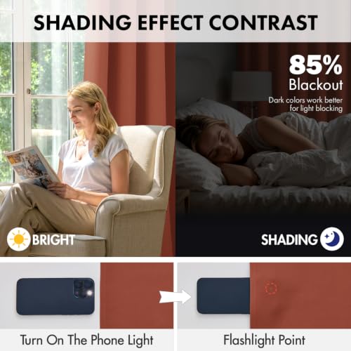 Image of MIULEE Set of 4 Burnt Orange 45 Inch Short Blackout Kitchen Window Curtains | Bedroom Drapes, Light Blocking Privacy Curtains for Small Windows, Bathroom, RV /Motorhome, Laundry, Top&Bottom Rod Pocket