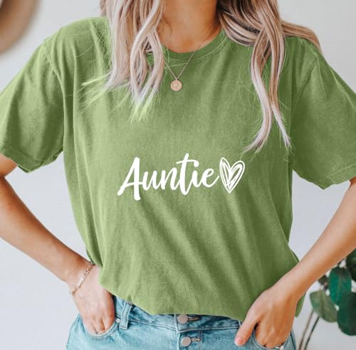 Image of Auntie Women Warm Lovely Love Print Blessing Holiday Summer Ladies Women Casual Short Sleeve T-Shirt.