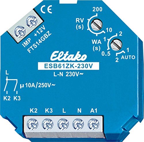 Preisvergleich Produktbild Eltako Stromstoßschalter für Beschattungselemente und Rollladen mit Zentral­Steuerung, Kleinspannung in Verbindung mit dem Gateway FTS14GBZ, 1 Stück, ESB61ZK-230V