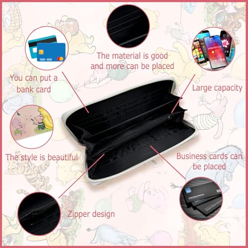Image of Winnie Wallet, Winnie Birthday Gifts, Purse for Women, Cute Cash Clutch Long Billfold with Zipper Coin Pocket Ladies Girls, Modern Design