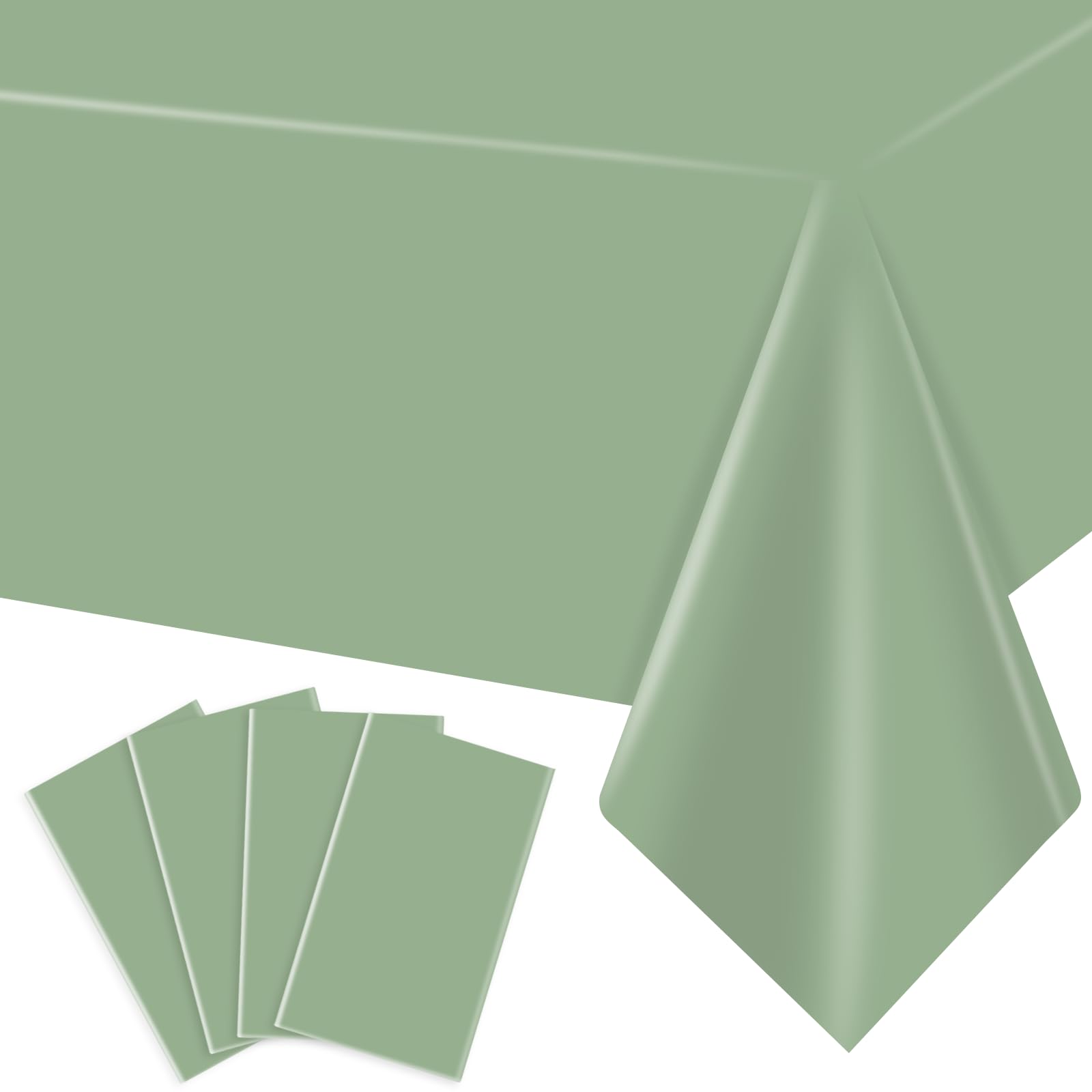 Photo 1 of MRJ 4 Pack Sage Green Plastic Tablecloth 54x108 Inch for Rectangle Tables Decorative Wedding Birthday Baby Shower and Holiday Disposable Waterproof Table Cover
