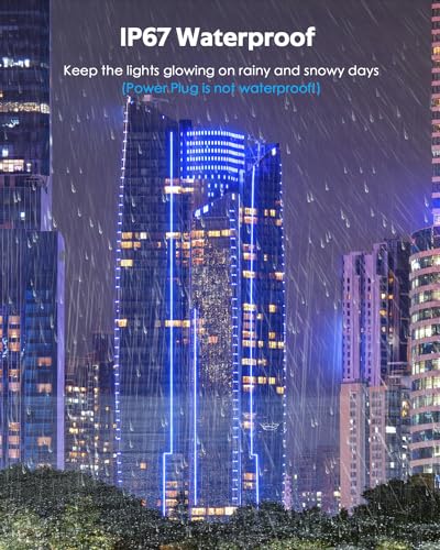 Image of 45m Neon LED Rope Lights Outdoor Waterproof 150ft AC110V~130V Blue Neon LED Flexible Rope Lights with Dimmable Controller LED String Lights Strip for Outside Bedroom Garden Building Yard Decor