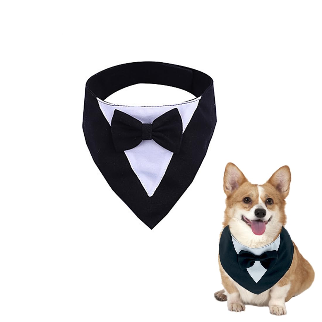 SULIUDAJI 1 Pieza Ajustable para Boda, Bandana De Esmoquin para Perro, Bandana Formal De Esmoquin con Anillo En D para Perros Medianos