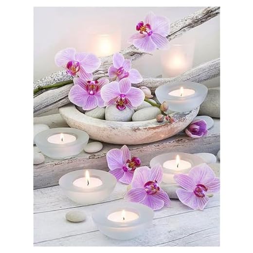 Piedras cuadradas de diamante 5D orquídea y vela 40x50cm cuadro pintura de diamantes para hacer tú mismo juego manualidades adultos imitación punto de cruz diamante pintar por numeros oficina poster