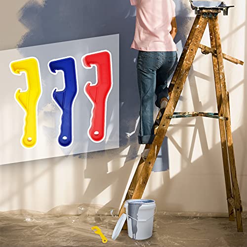 3 Pieces Plastic Bucket Lid Opener 5 Gallon Paint Can Lid Opener, Bucket Lid Lifter Remover Wrench Tool, Remover For Home Office Lid Opening Industrial Use (Red Yellow Blue) #TOP4