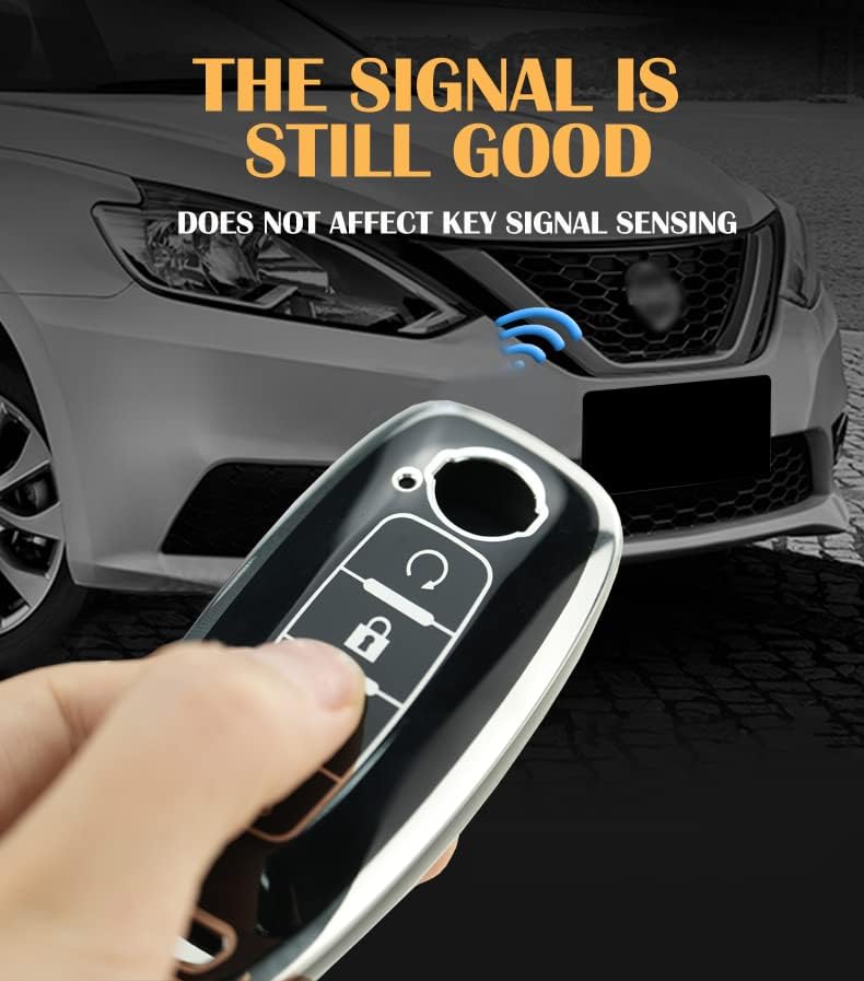Miniatura 4 de ontto Funda de llavero de 4 botones para Nissan X-trail 2023 Funda inteligente para llave de coche duradera TPU con borde plateado