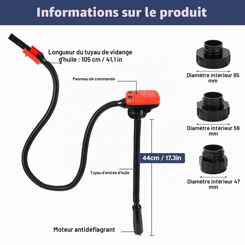 Pompe Carburant Électrique avec Stop Automatique, Pompe Essence Electrique, Pompe de Transfert de Carburant Auto Stop avec Adaptateur 3 Tailles und 1M Tuyau pour Huile Essence Diesel (9 LPM)