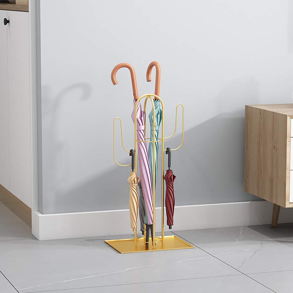 ZHUAKNSUmbrella Stand Modern Entryway Black Metal with Short Folding Umbrella Holder Storage Rack and Water Storage Tray