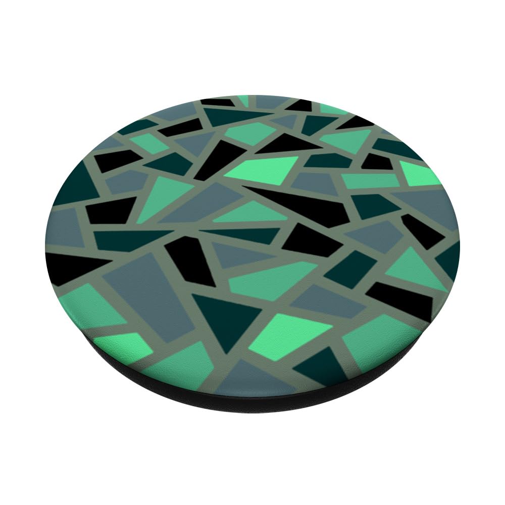 Geodesic Abstract Pattern 17 Teal Blue Green Cut Out PopSockets Swappable PopGrip, Black - Image 2