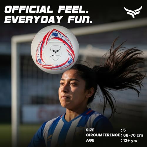 Image of XTRIM Football, Size 5, Rubberized Moulded Soccer Ball for Training, Firm Grip, Butyl Bladder, Air Retention, Outdoor Play for Turf, Grass & Hard Ground, Multicolour, 220mm Dia, 400 GMS