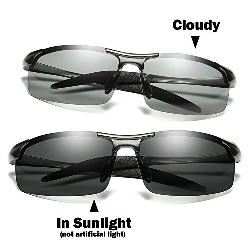 MOTELAN Men's Photochromic Polarized UV400 Sunglasses for Outdoor Fishing Golf Beach Baseball Sports Grey
