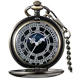 【Calendar Pocket Watch】: This is a quartz pocket watch with a calendar moon phase dial, with a clear Roman dial and a smooth steel cover, which is very suitable for gift giving.Classic and unique design,The pocket watch itself is more refined than th...