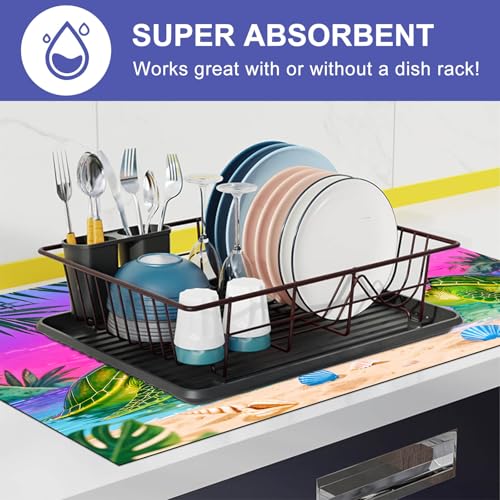 Image of HOMETITUTE Summer Stove Top Cover 28x20 Tropical Turtle Sunset Heat Resistant