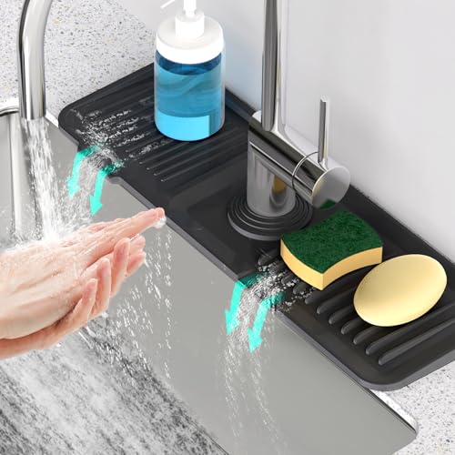 17.7inch Faucet Mat for Kitchen Sink [5°Slope...