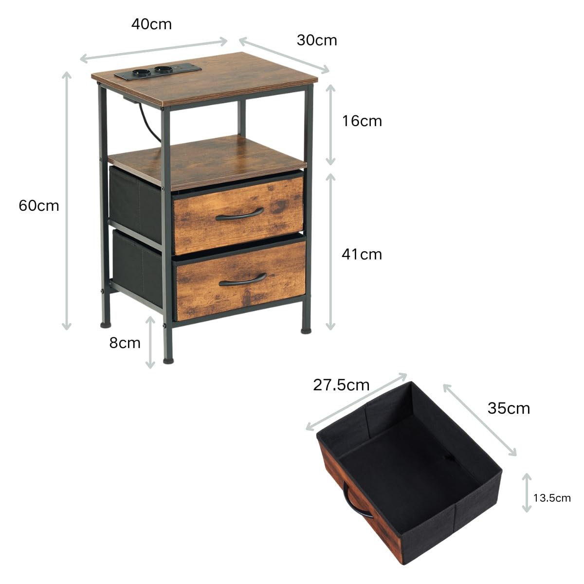 MISOU Nachtkastjes- Met Lade - Rond - Set van 2 - Modern - Hout - Slaapkamer - Bijzettafel - Neutraal - met Deuren - Beige - MDF - JULIET - MISOU