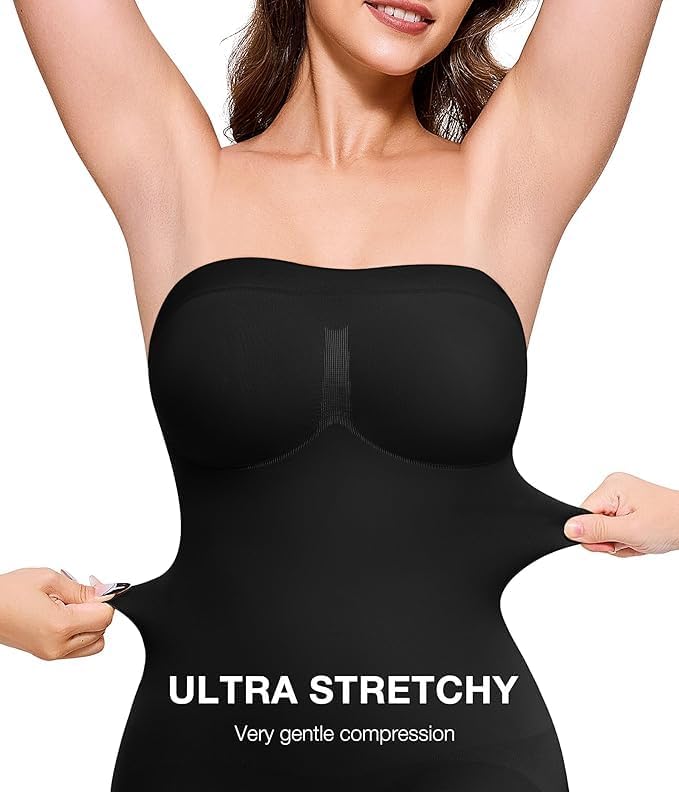 Strapless Shapewear Bodysuit for Women | Tummy Control Full Body Shaper | Seamless Snatched Bodysuit for Under Dresses