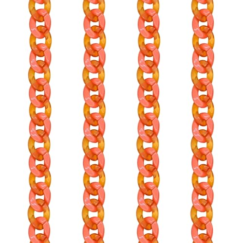 Image of SATRA TRADERS Matt Translucent Acrylic Chains for DIY Jewelry | Size : H-16mm W-23mm | Qty : 2mtr | AC09 | 8-Orange