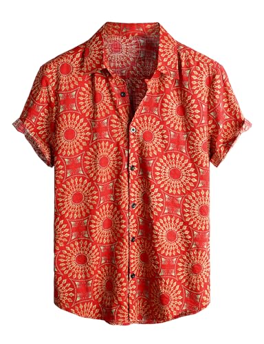 Image of VATPAVE Mens Casual Hawaiian Floral Shirts Short Sleeve Button Down Tropical Shirts Beach Summer Shirts