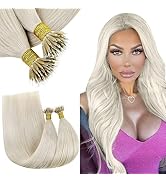 RUNATURE Blonde Nano Human Hair Extensions White Blonde Nano Beads Hair Extensions Human Hair Blo...