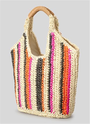 Bolso Tote de Playa Tejido a Rayas para Mujer miniatura 7