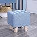 SENNIAN Podnóżek kwadratowy podnóżek bawełna i len taboret na nogi drewniany stołek do sypialni do salonu, niebieski - 29 x 29 x 29 x 29 cm