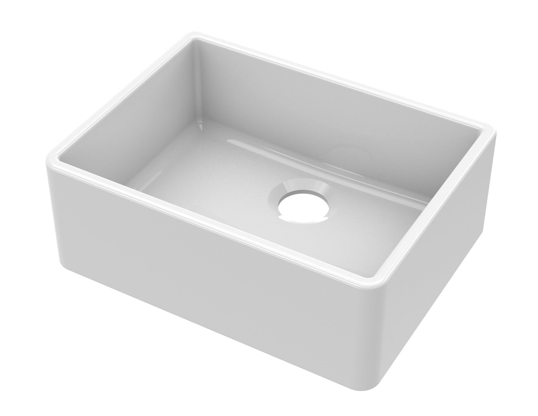 Balterley 595mm Butler White Kitchen Sink, Single Bowl Durable Butler Fireclay Ceramic Kitchen Sink Bowl, Large Ceramic Apron Front Farmhouse Sinks - 595 x 450 x 220mm (White)