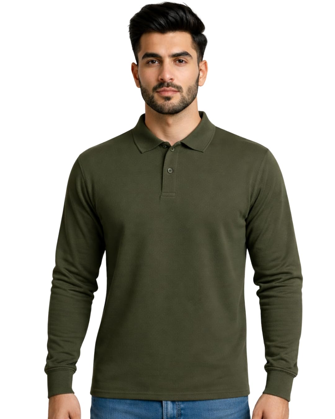 Men’s Polo T Shirt | Comfortable Rich Cotton Blend, Band Collar, Regular Fit | Stylish & Premium All Day Wear Men Solid Full Sleeve T-Shirt | Casual Collar for Men-picture-53
