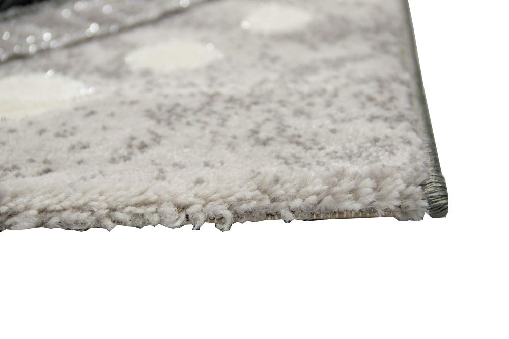 Moderner Teppich Orientteppich Ornamente mit Glitzergarn in Grau Schwatz Creme Größe 120x160 cm