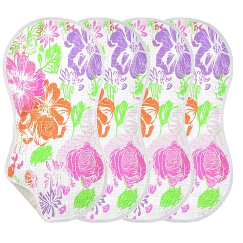 Flowers Lively White Burp Cloths for Babies Burp Rag Cotton Spit Up Rag for Girls Babies3